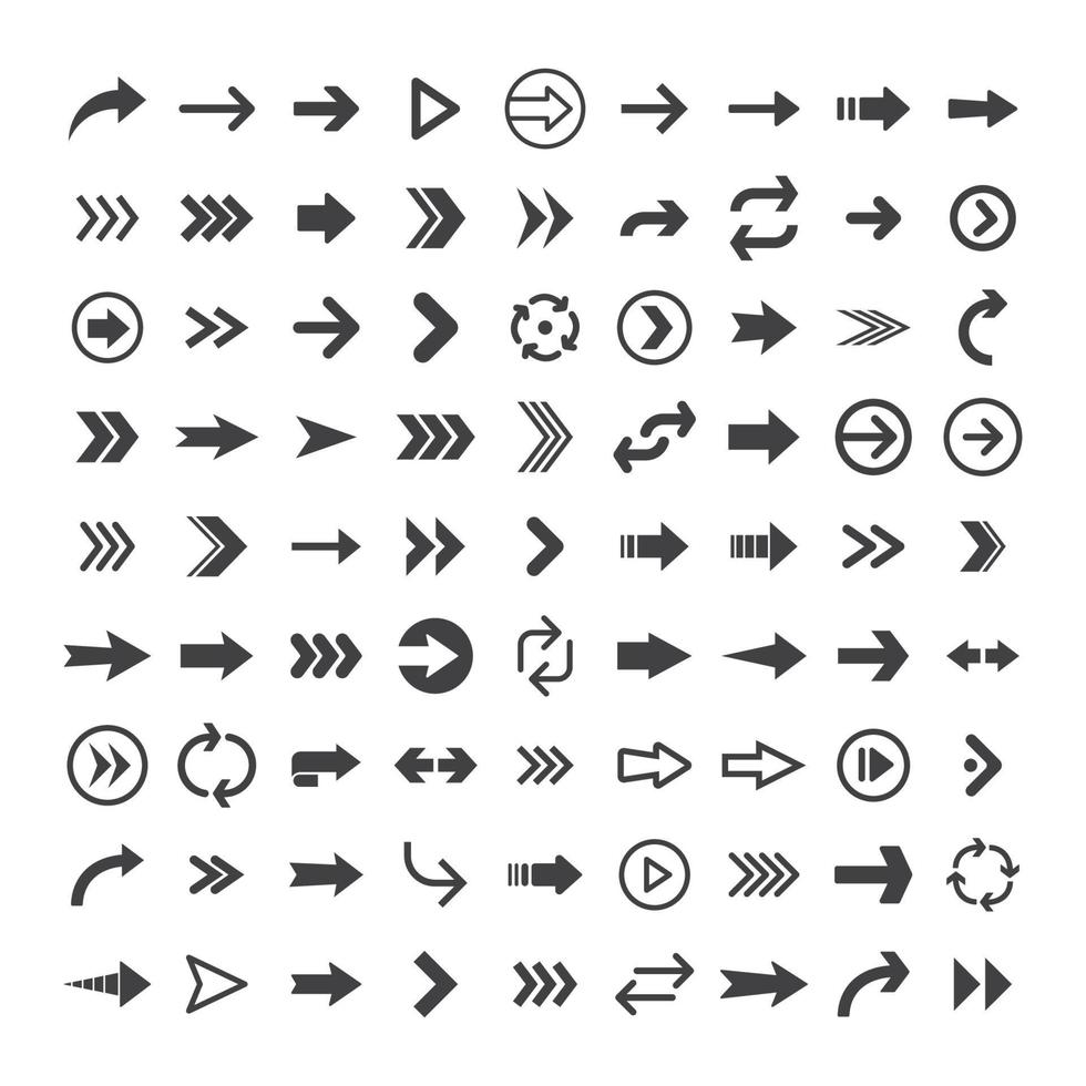Arrow icons. Simple directional pictogram arrows. vector