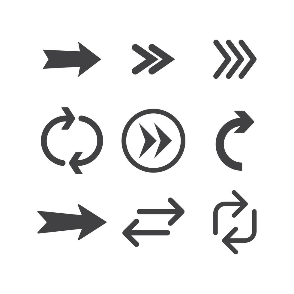 Arrow icons. Simple directional pictogram arrows. vector