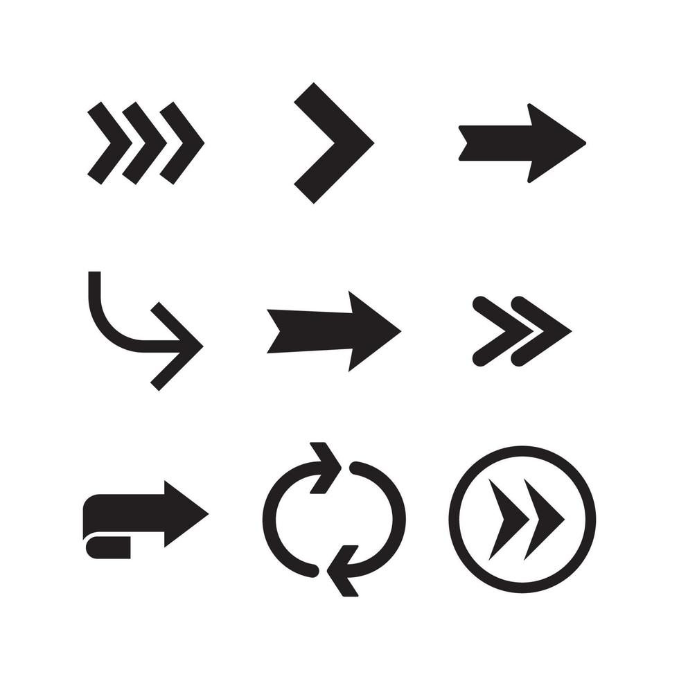 Arrow icons. Simple directional pictogram arrows. vector