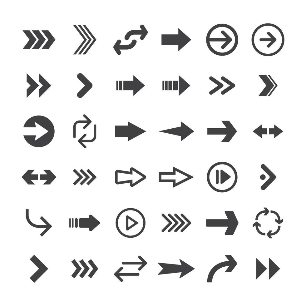 Arrow icons. Simple directional pictogram arrows. vector