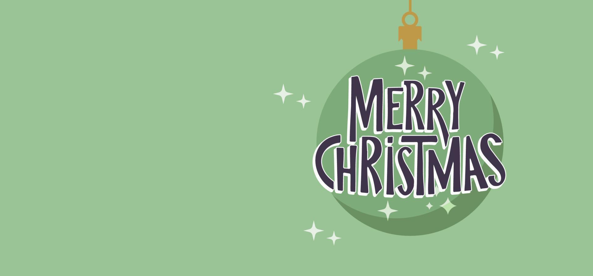 Merry Christmas horizontal banner. Flat design christmas ball. for greeting card or advertising in horizontal design with copy space. vector