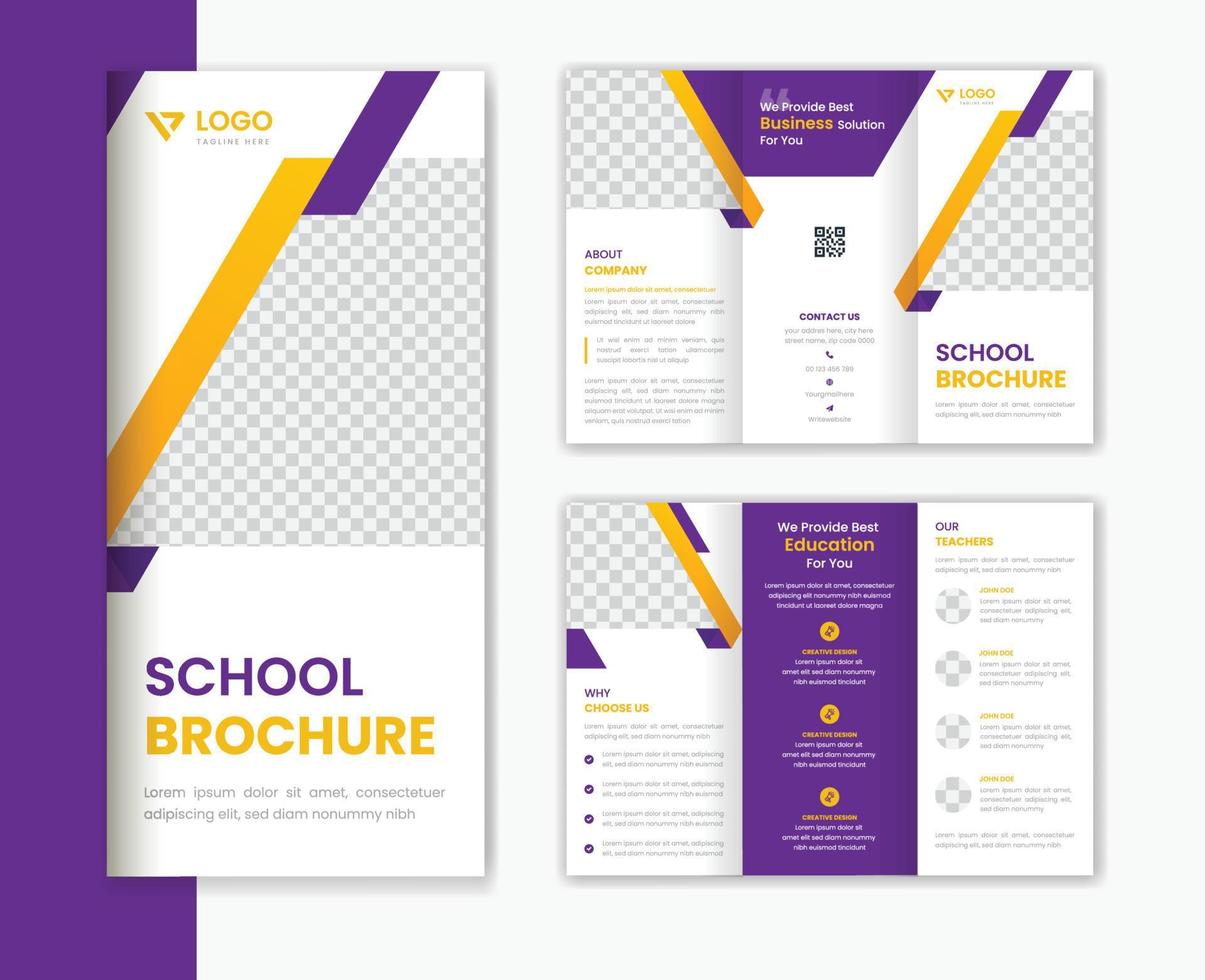 Education Trifold brochure design template, School admission brochure design presentation vector