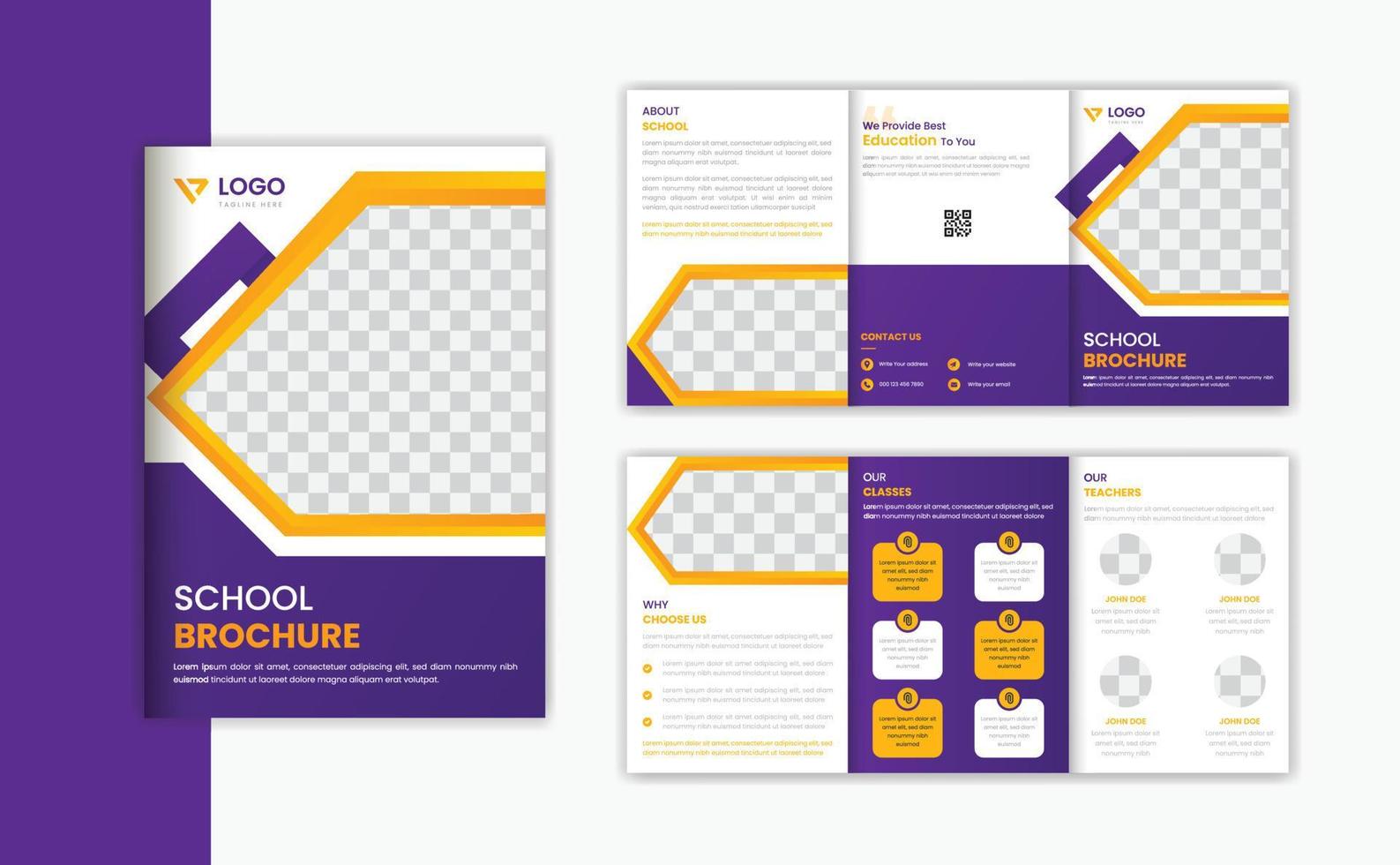 Education A5 trifold brochure design template, school admission multipage trifold vector
