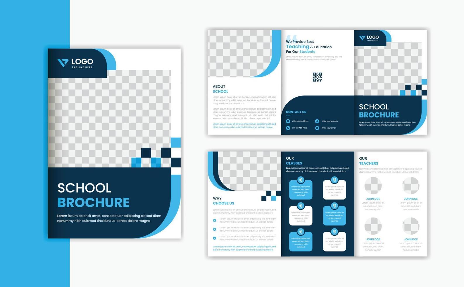 Education A5 trifold brochure design template, school admission multipage trifold vector