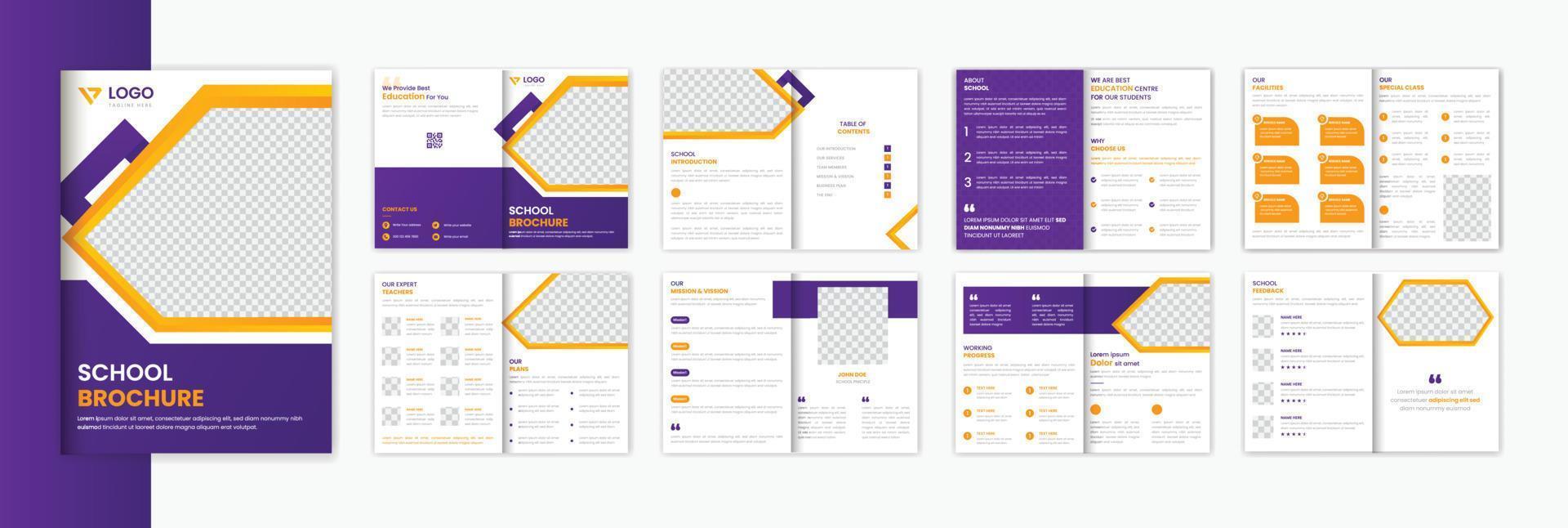 School admission A4 brochure design 16 pages template, education brochure prospectus design multipage vector