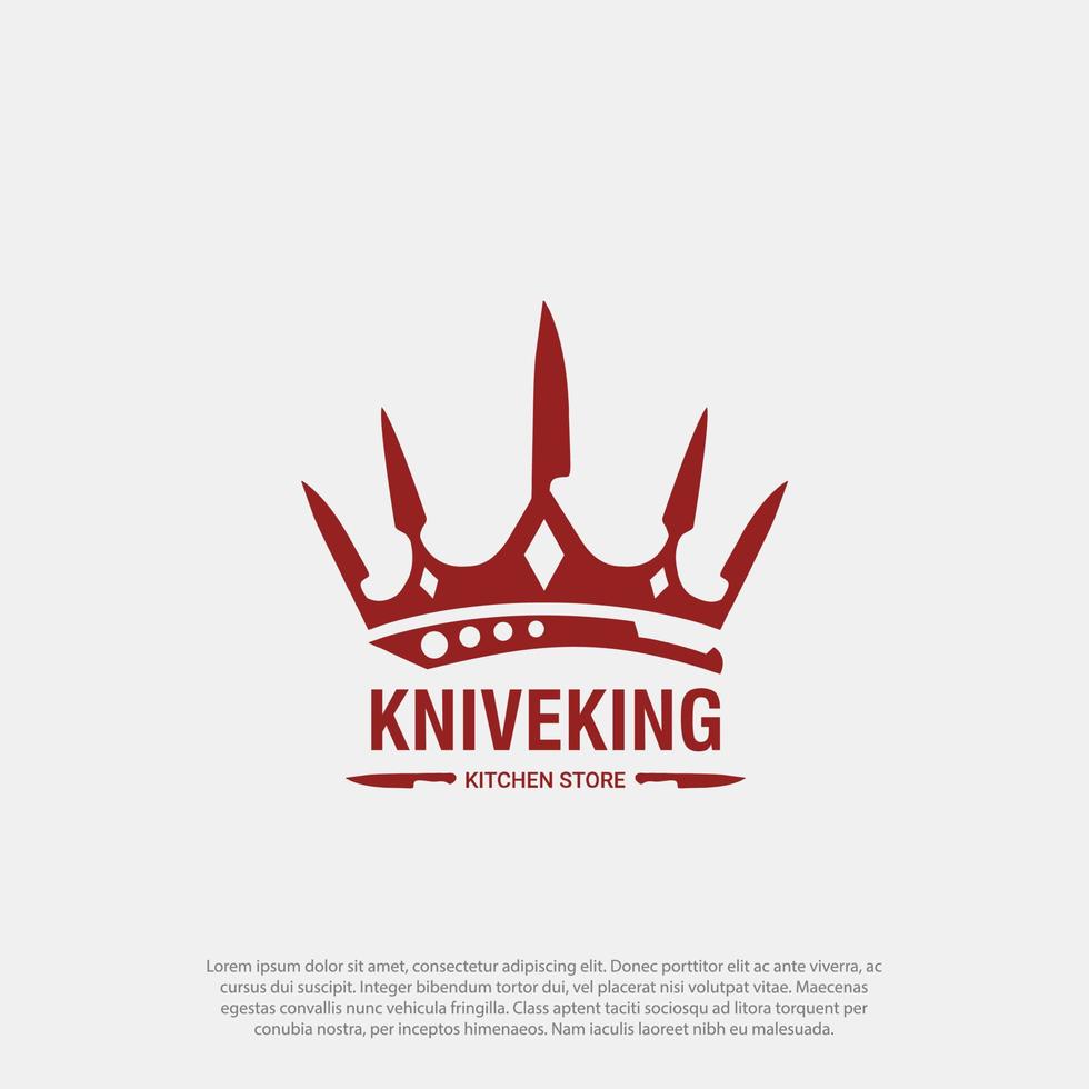 Food Logo Concept. sharp Knife in the Crown shape, for knives or knife shop or or store kitchen shop utilities restaurant vector