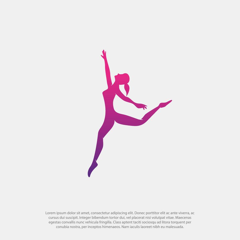 vector de logotipo de diseño de chica de baile contemporáneo de silueta simple