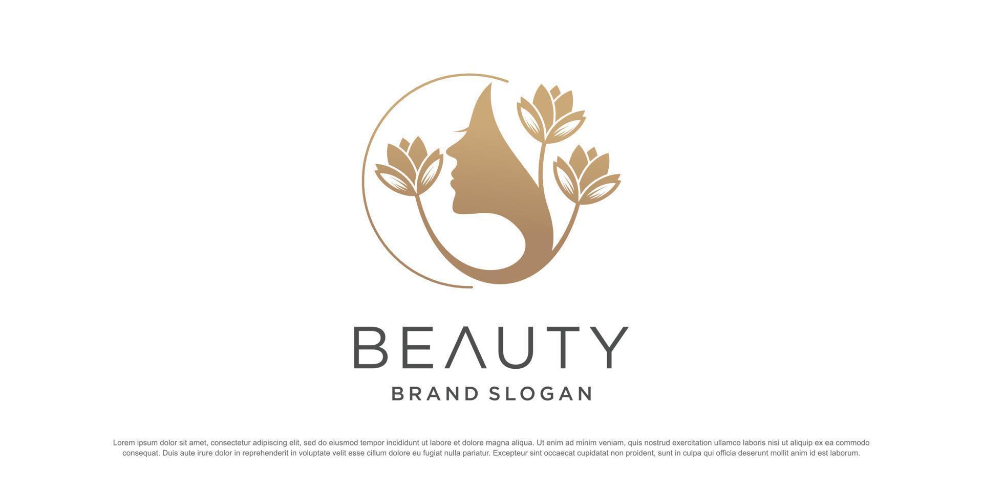 Woman logo design vector with beauty nature concept