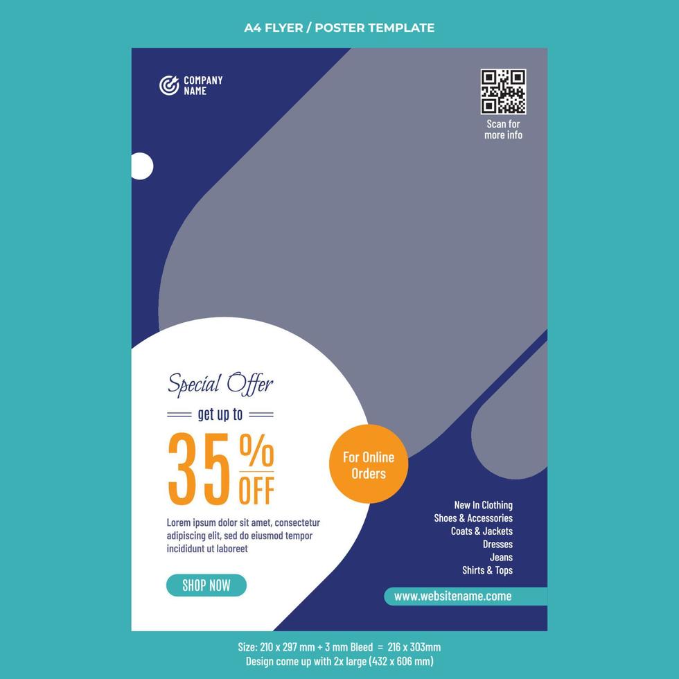 Fashion sale special offer A4 flyer or poster design template vector