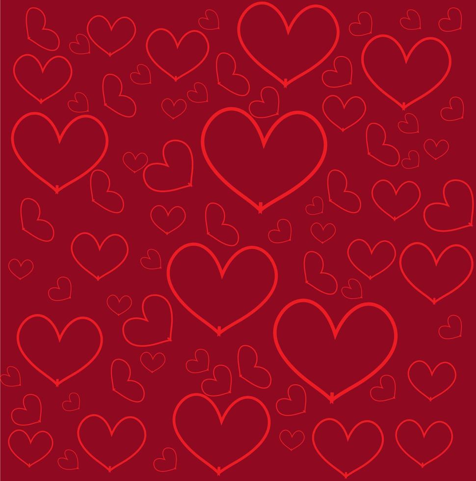 Background valentine day.Background of small hearts with ornament of curls, in red colors. vector