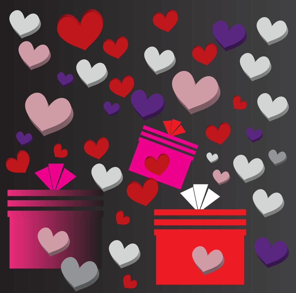 Seamless background with hearts valentine day and box. vector