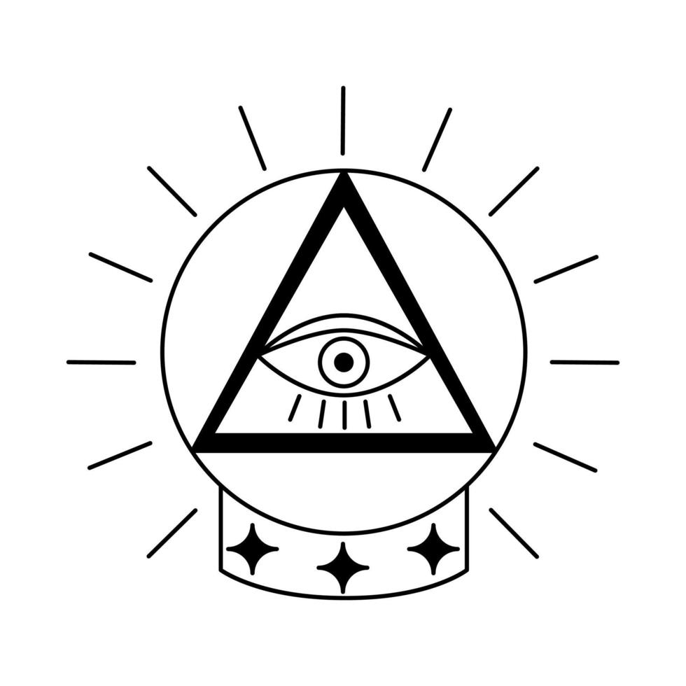 Magic ball with eye tattoo in y2k, 1990s, 2000s style. Emo goth element design. Old school tattoo. Vector illustration