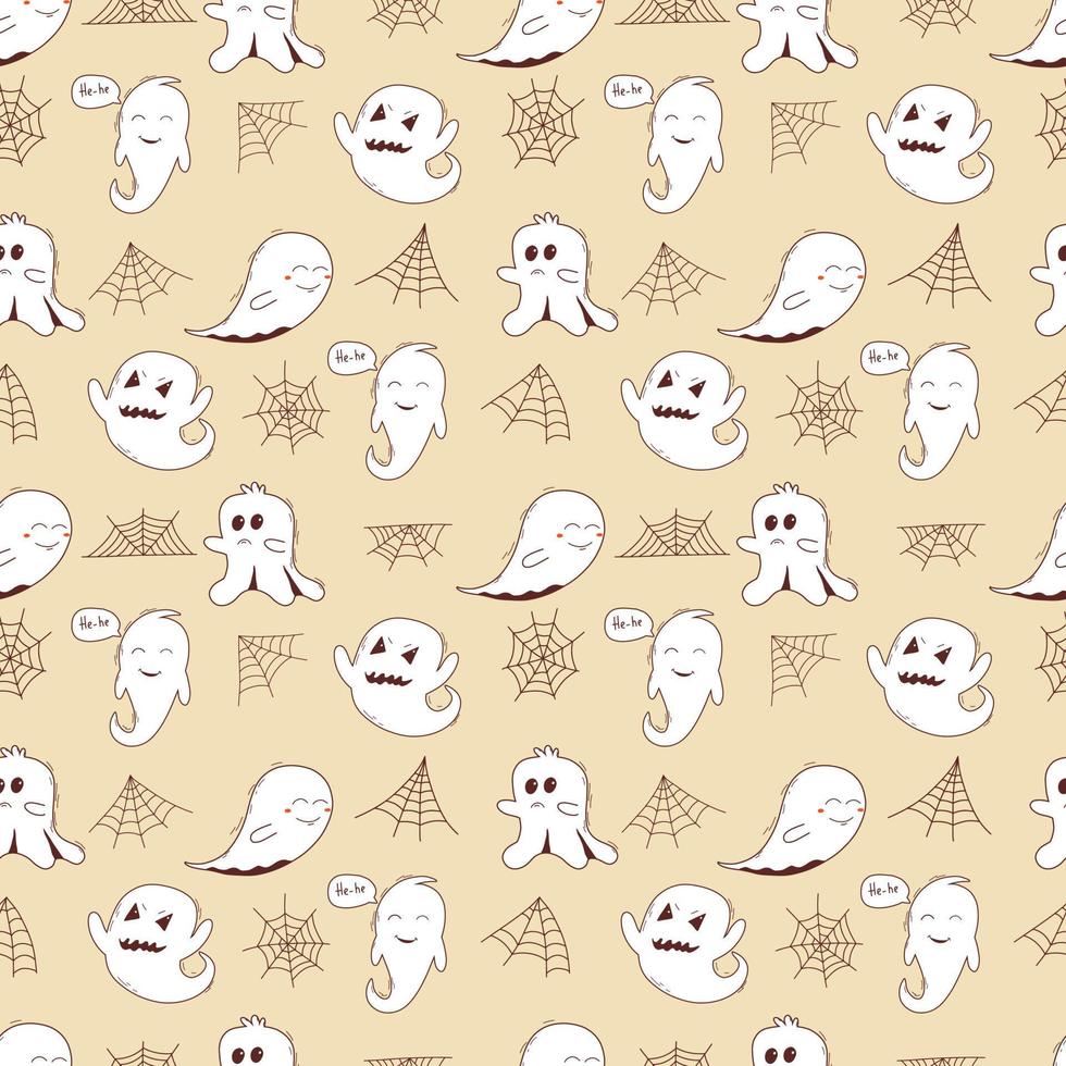 Spooky halloween ghosts seamless pattern. Spooky poltergeist. Halloween scary ghostly monsters vector