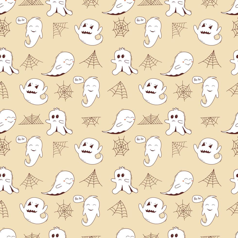 Spooky halloween ghosts seamless pattern. Spooky poltergeist. Halloween scary ghostly monsters vector