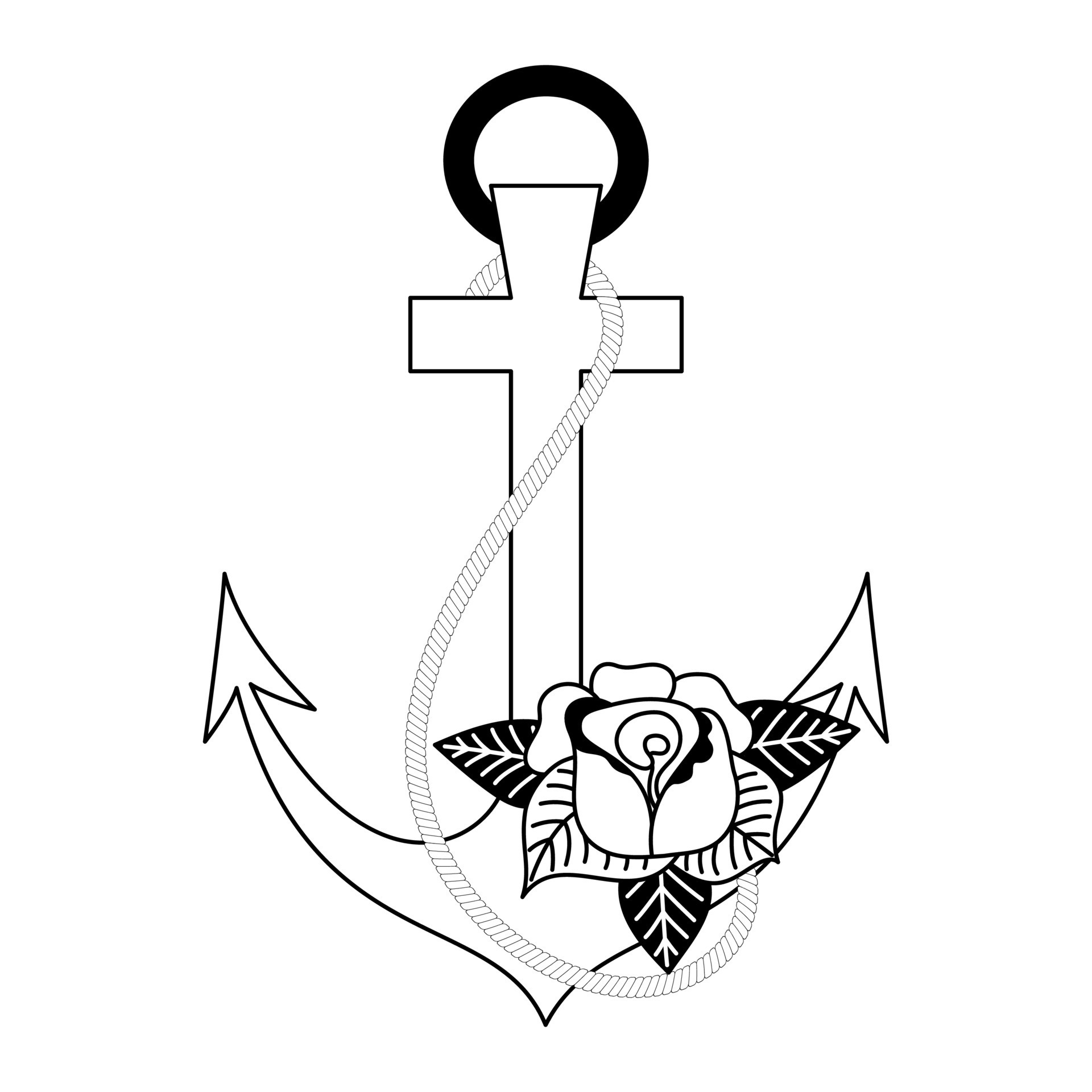 Anchor Rose Tattoo Design