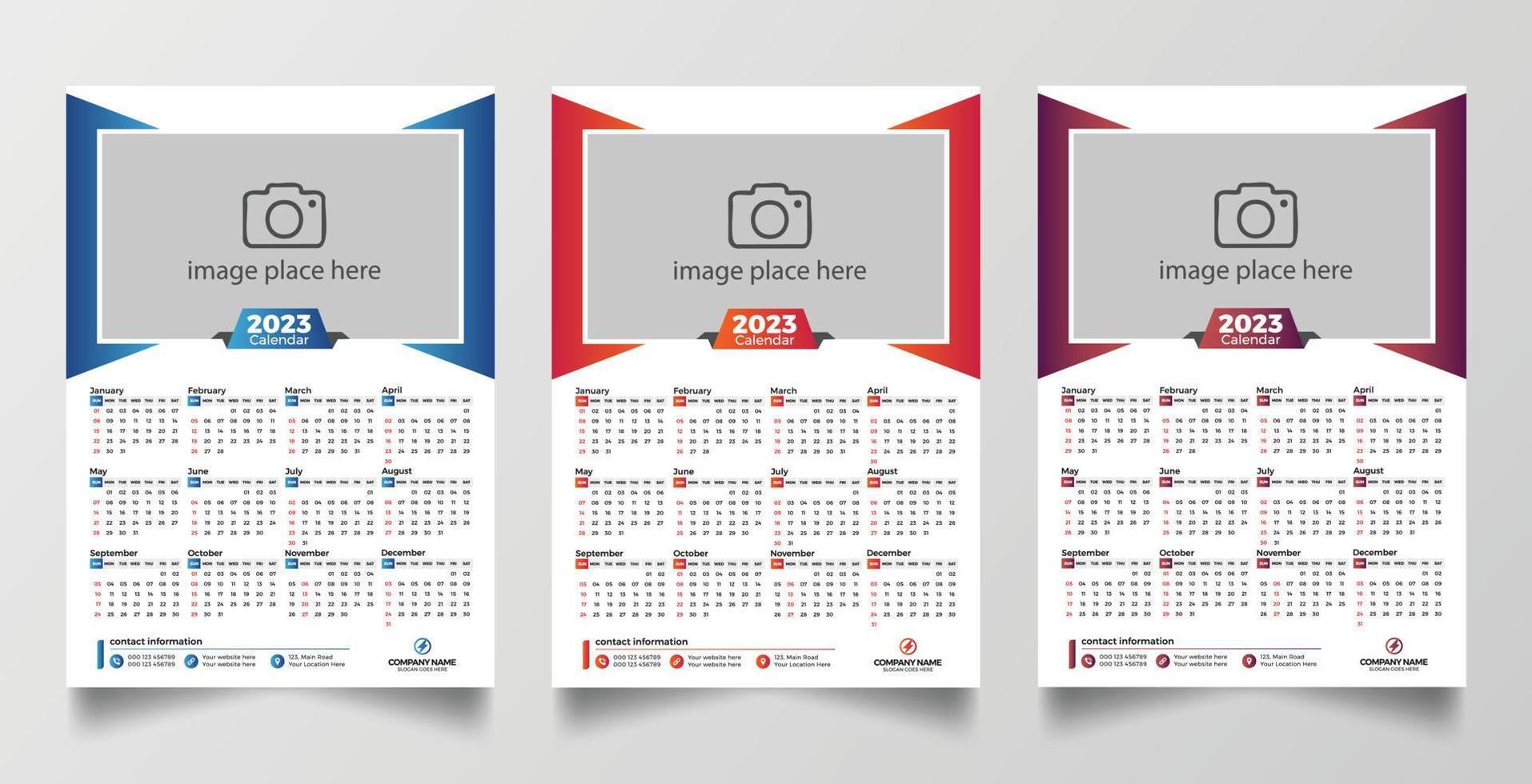 Print Ready 2023 Wall Calendar Template vector