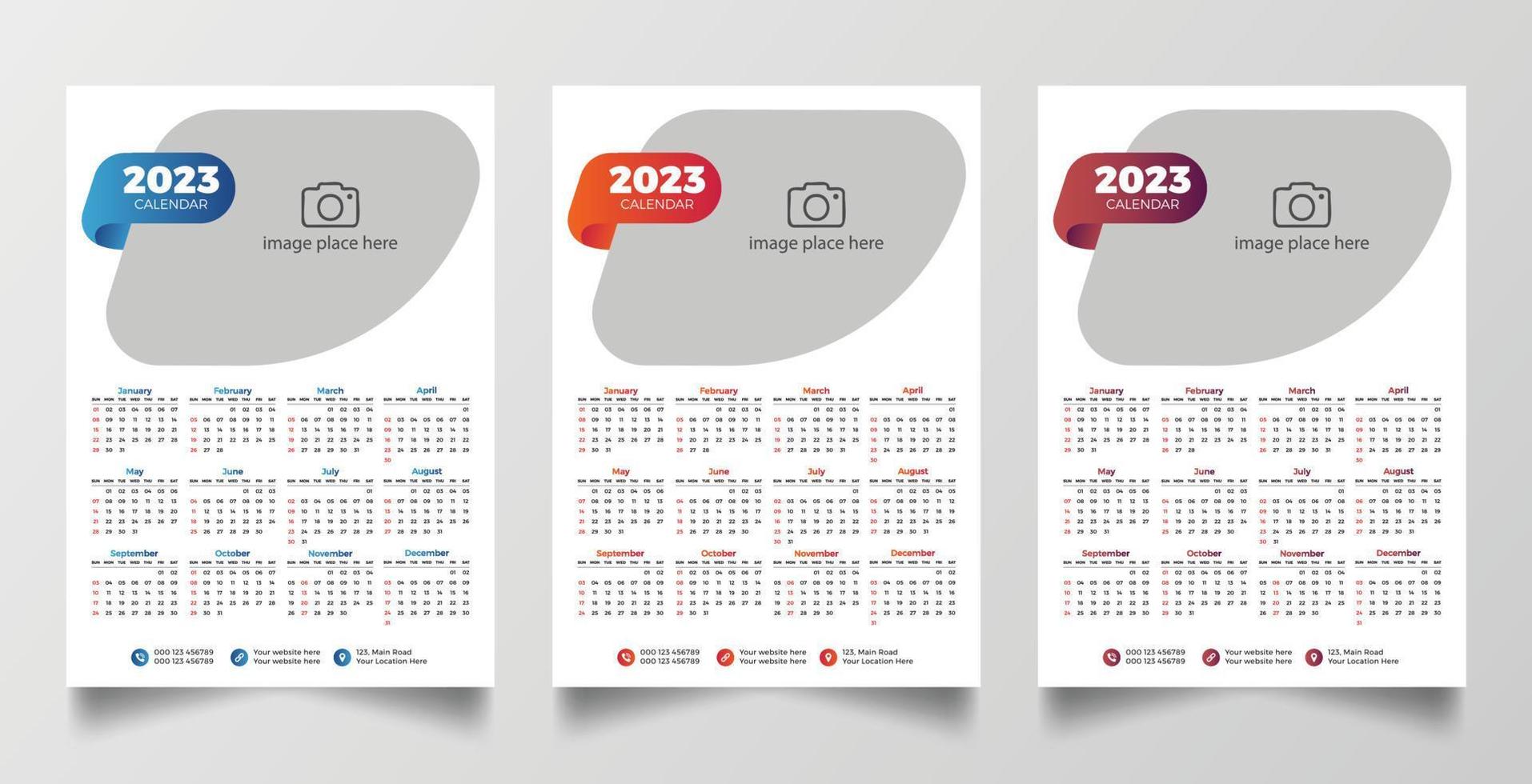 Print Ready 2023 Wall Calendar Template vector