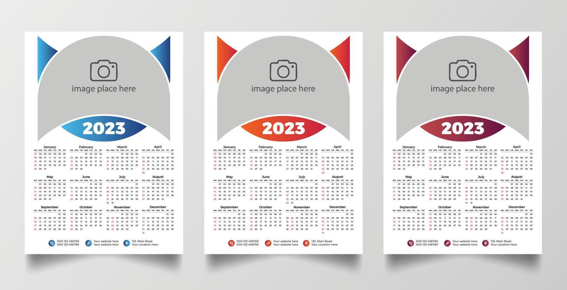 plantilla de calendario de pared lista para imprimir 2023 vector