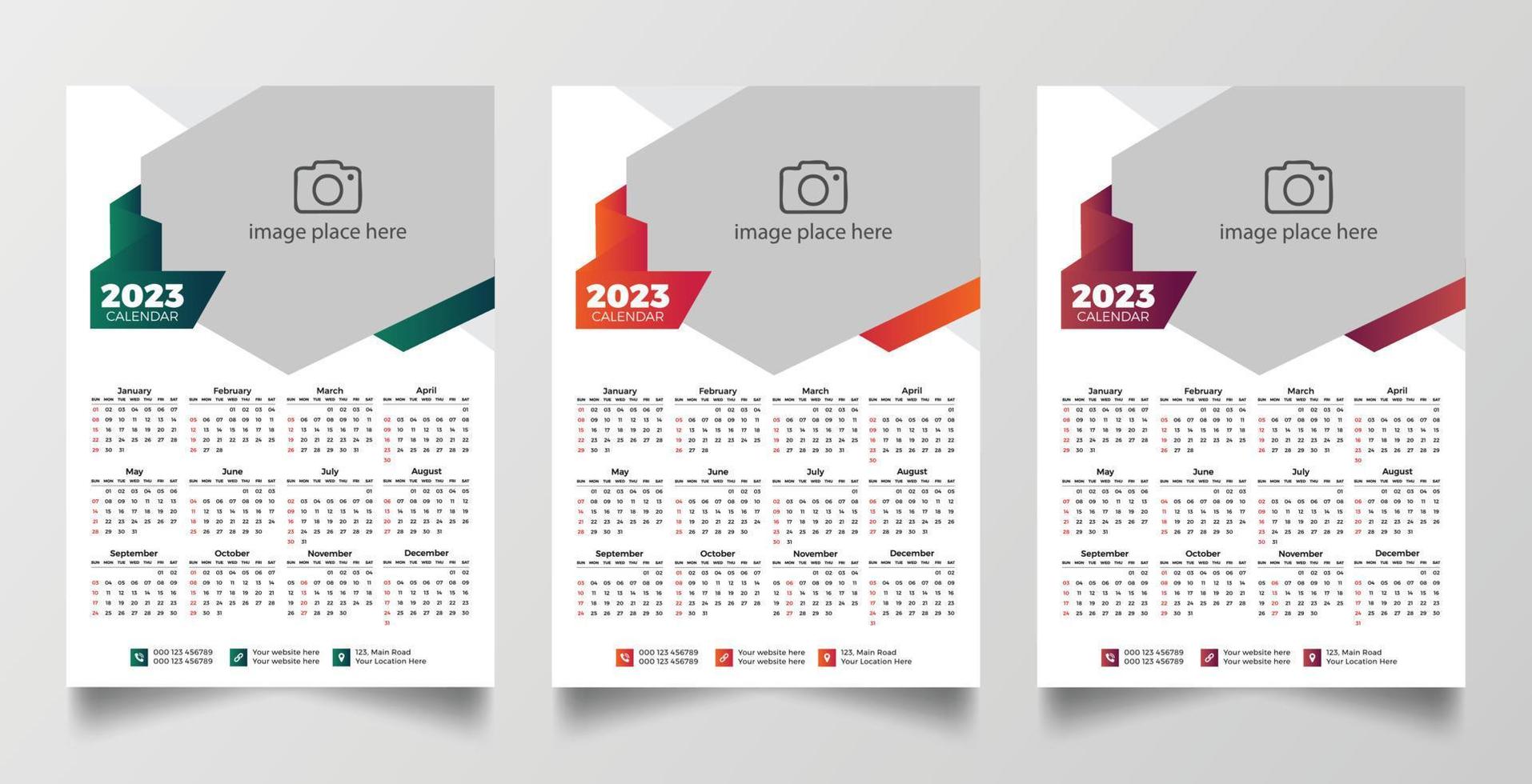 plantilla de calendario de pared lista para imprimir 2023 vector