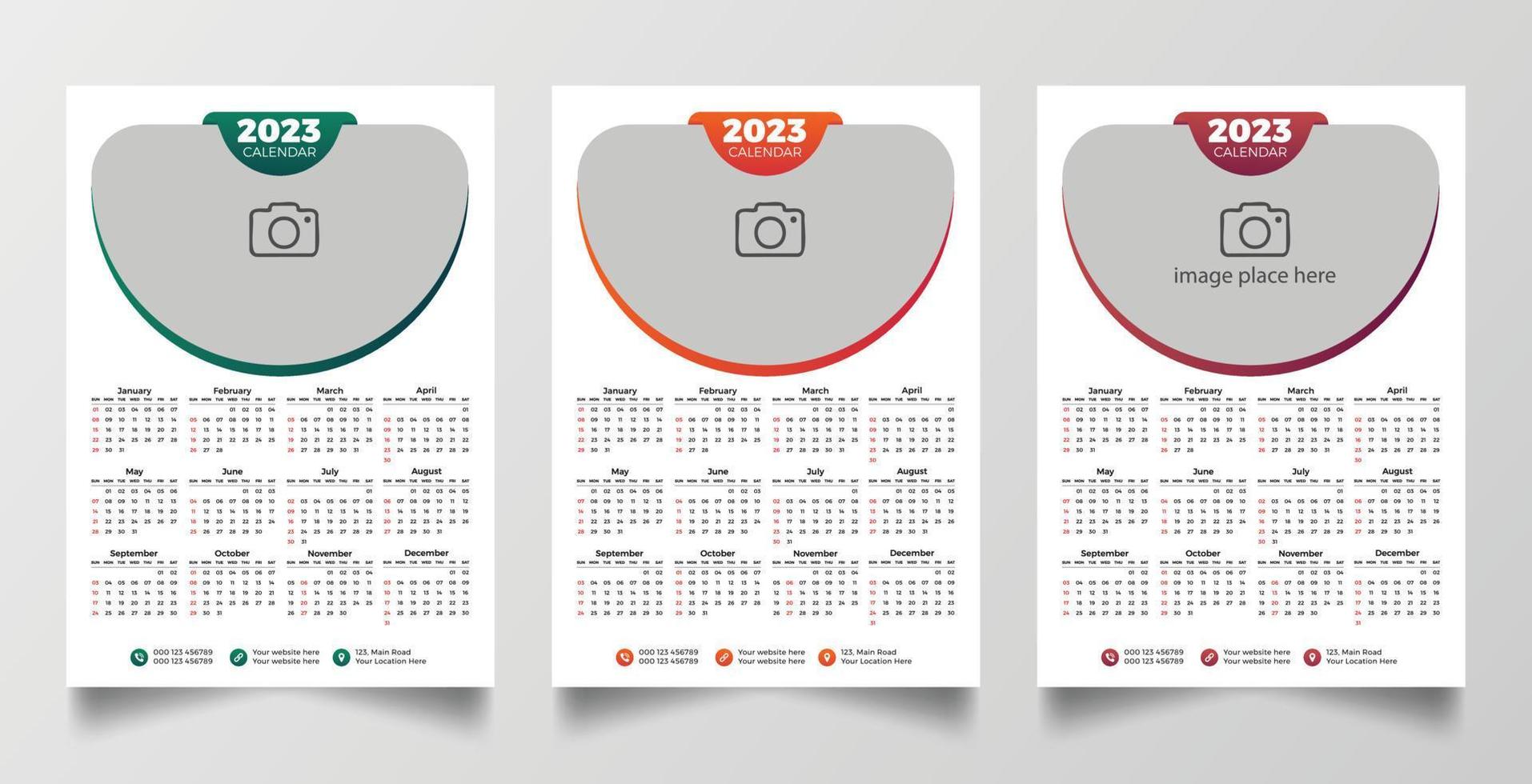 plantilla de calendario de pared lista para imprimir 2023 vector