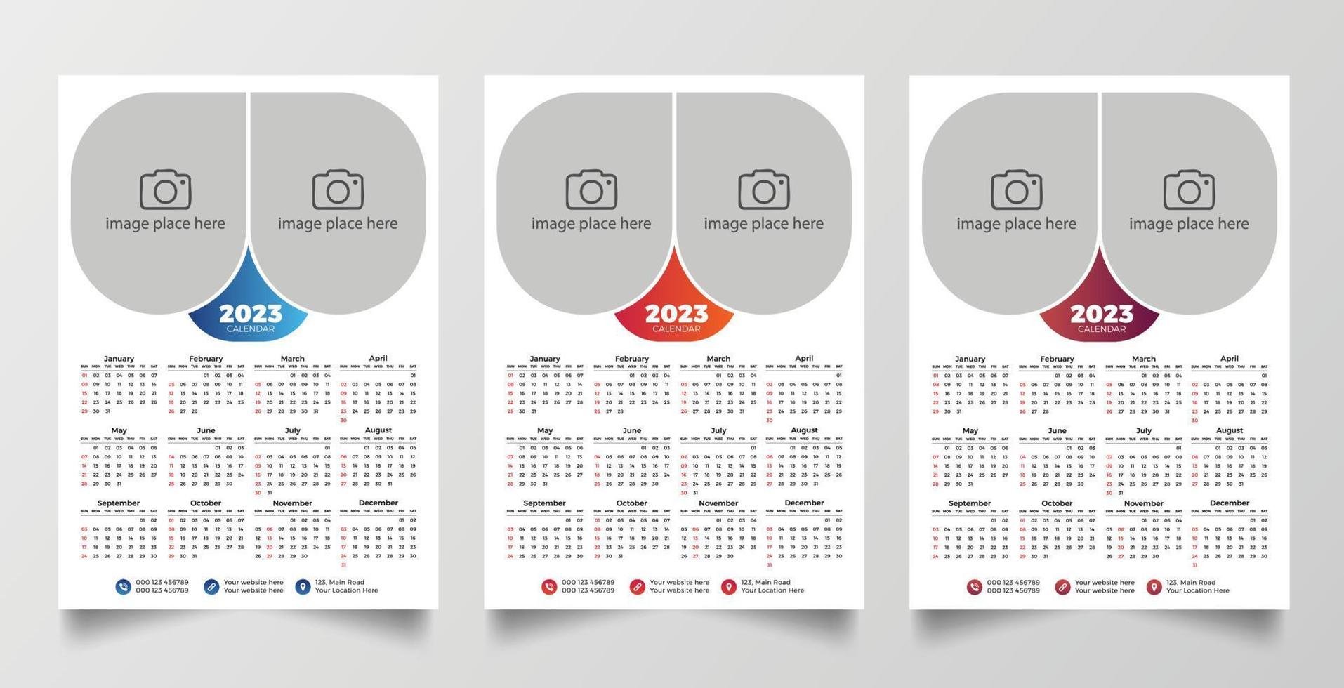 Print Ready 2023 Wall Calendar Template vector