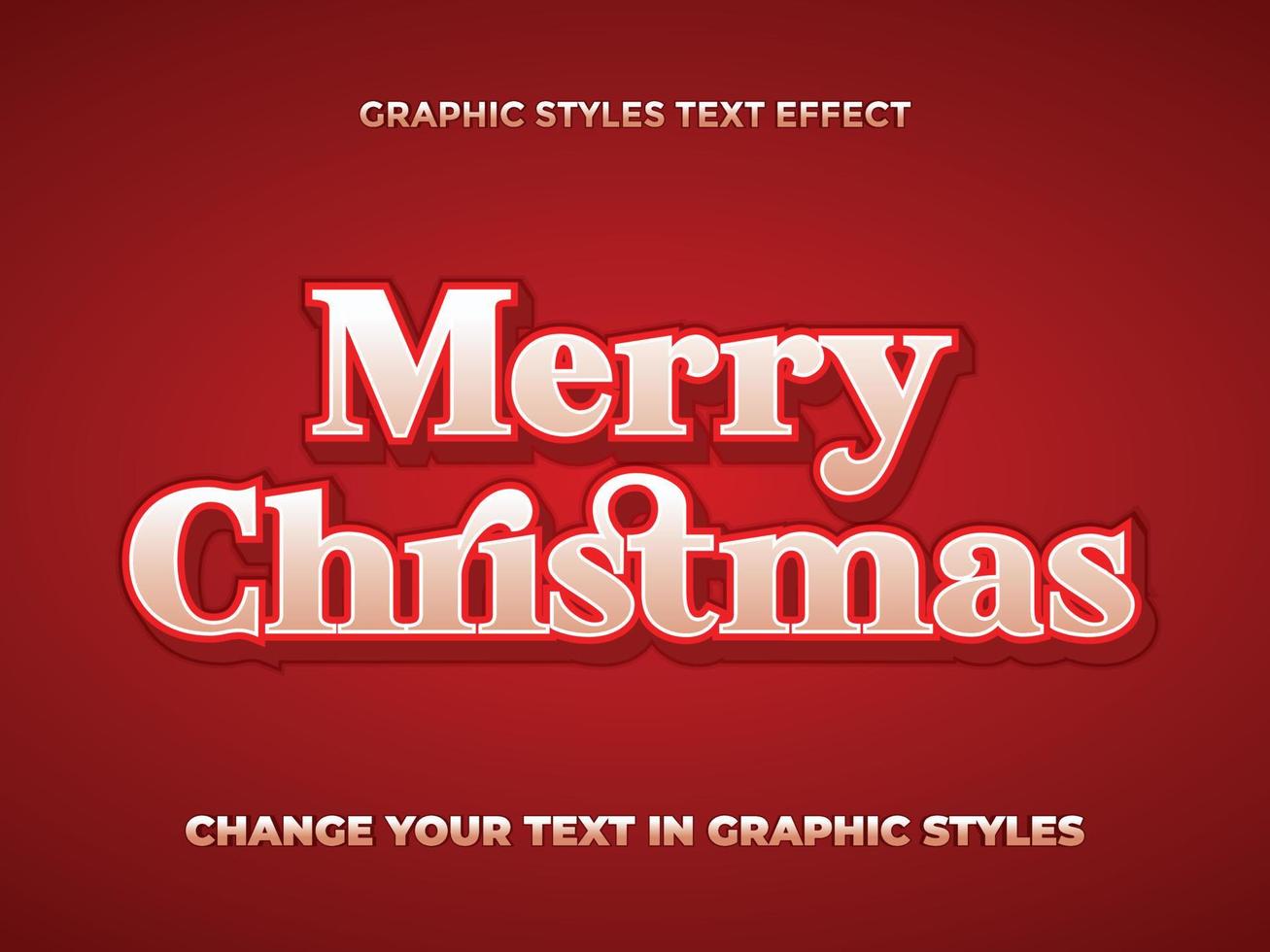 efecto de texto editable degradado rojo feliz navidad vector