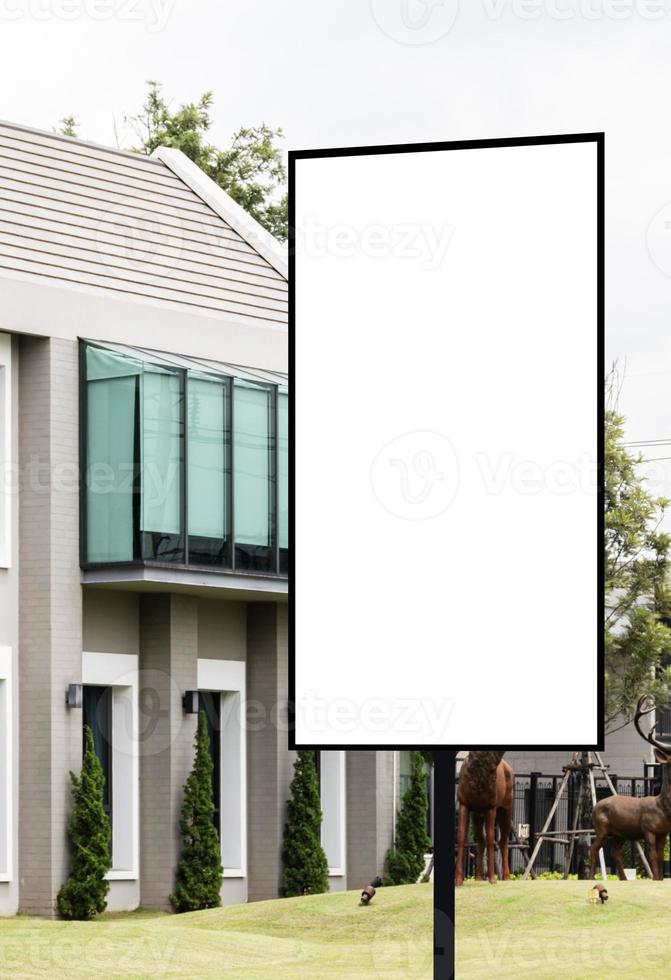Outdoor billboard entrance to the village with white background mock up. clipping path photo