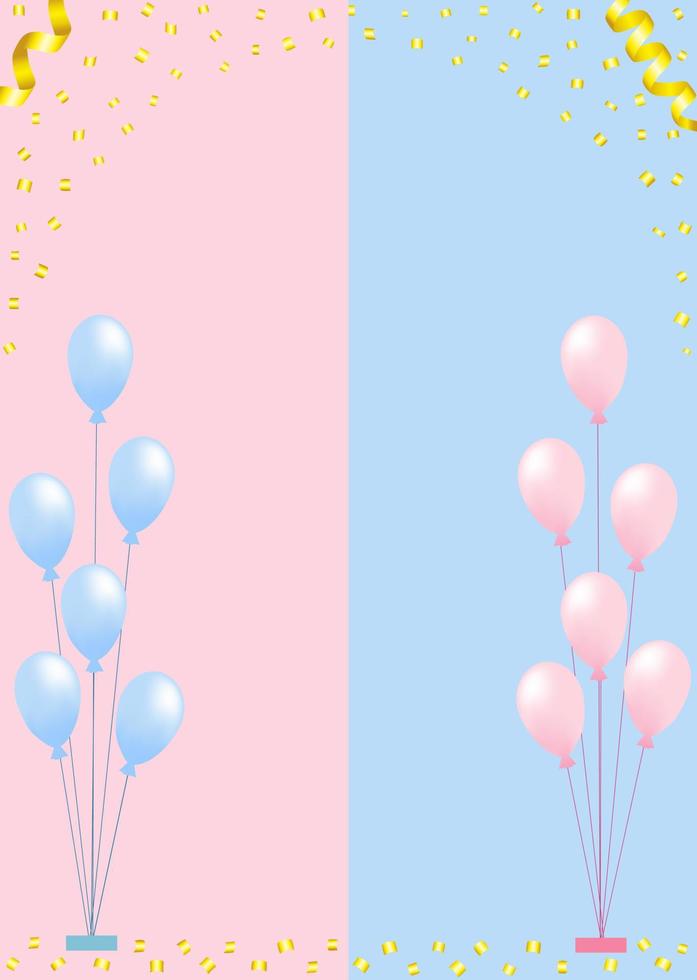 Vector illustration. Background at a gender party with balloons.