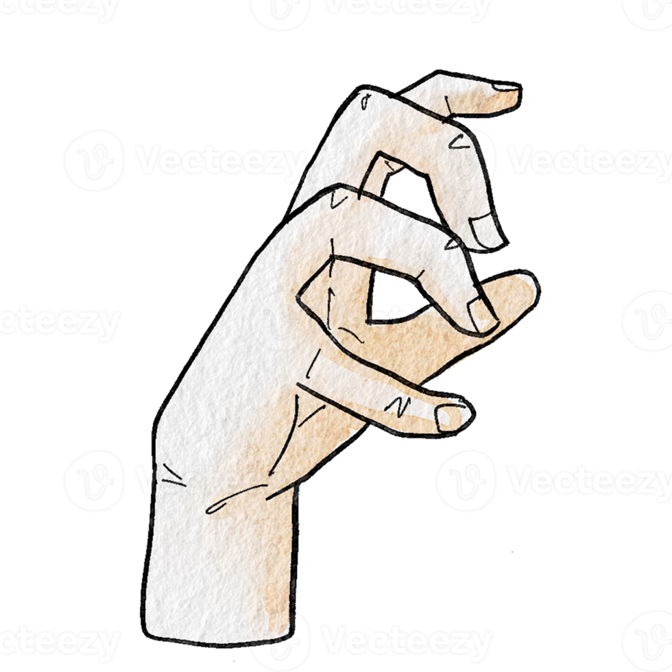 Watercolor various hand gestures png