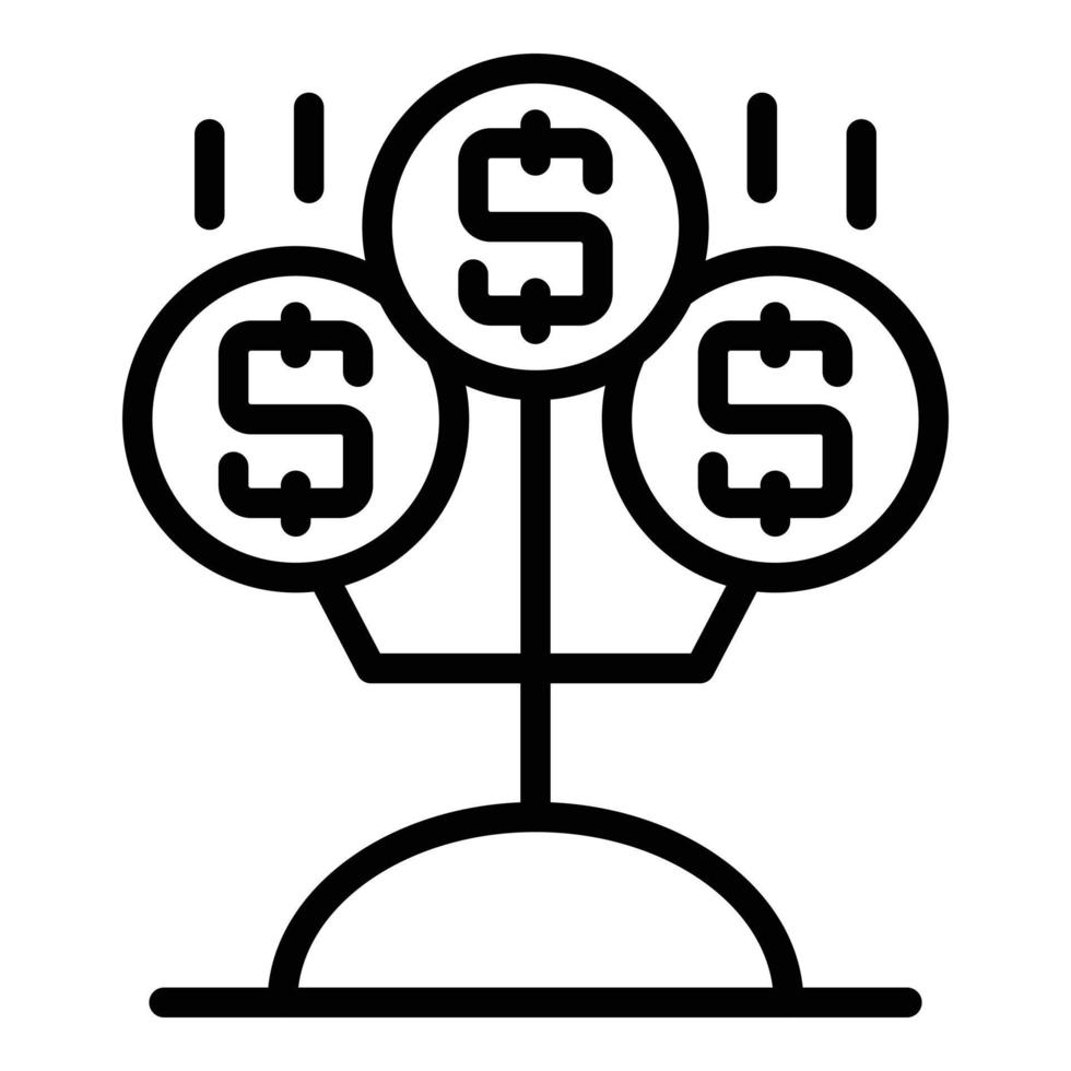 monetizar el vector de contorno del icono del árbol. video dinero