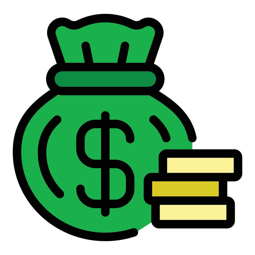 Money bag icon color outline vector