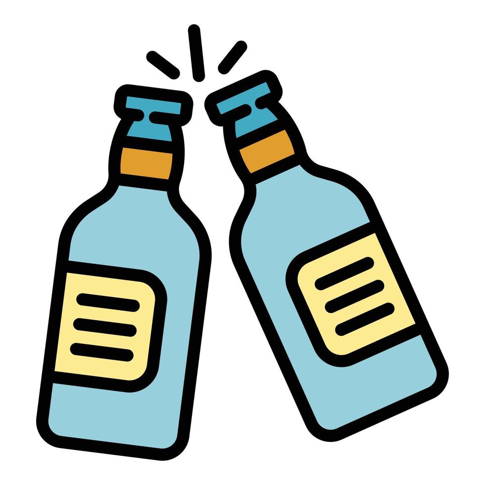 Bottle beer cheers icon color outline vector