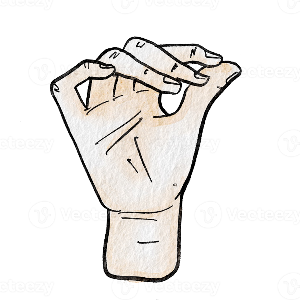 Watercolor various hand gestures png