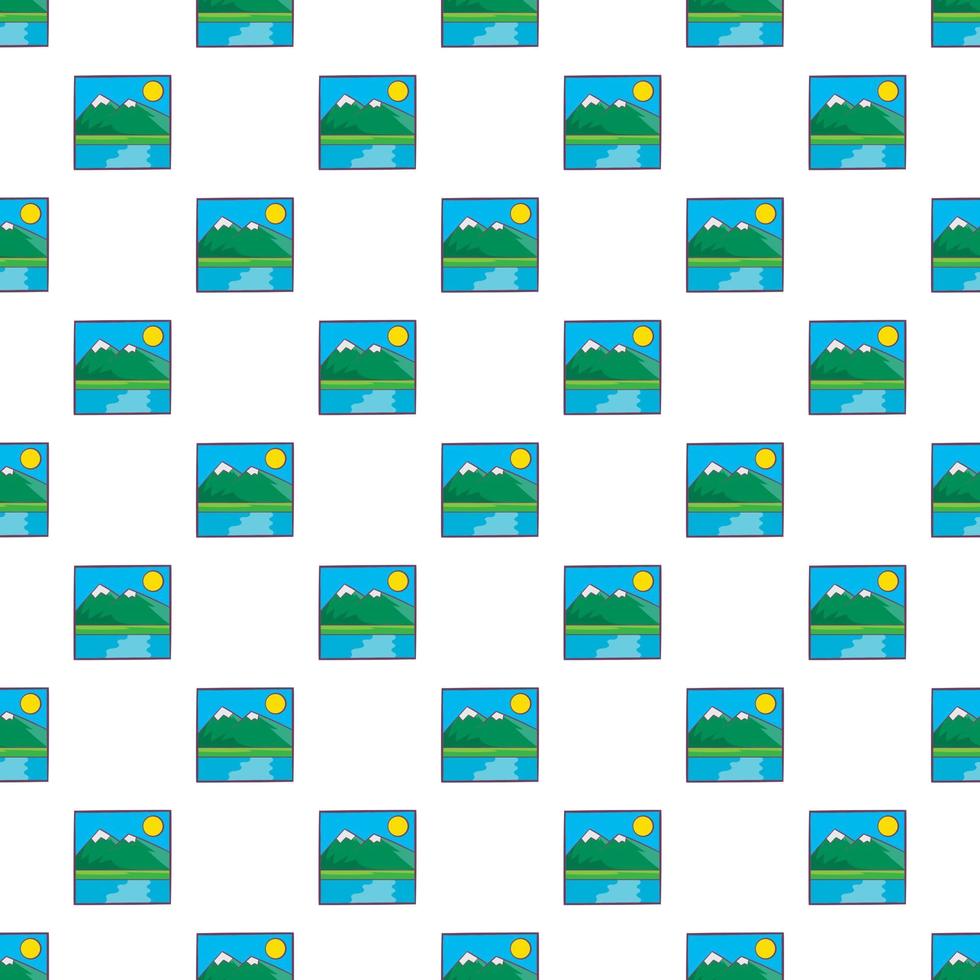 Drawing mountain landscape pattern, cartoon style vector