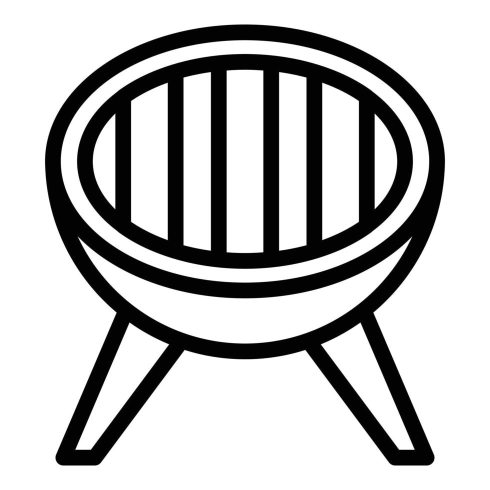 vector de contorno de icono de parrilla. barbacoa de fuego