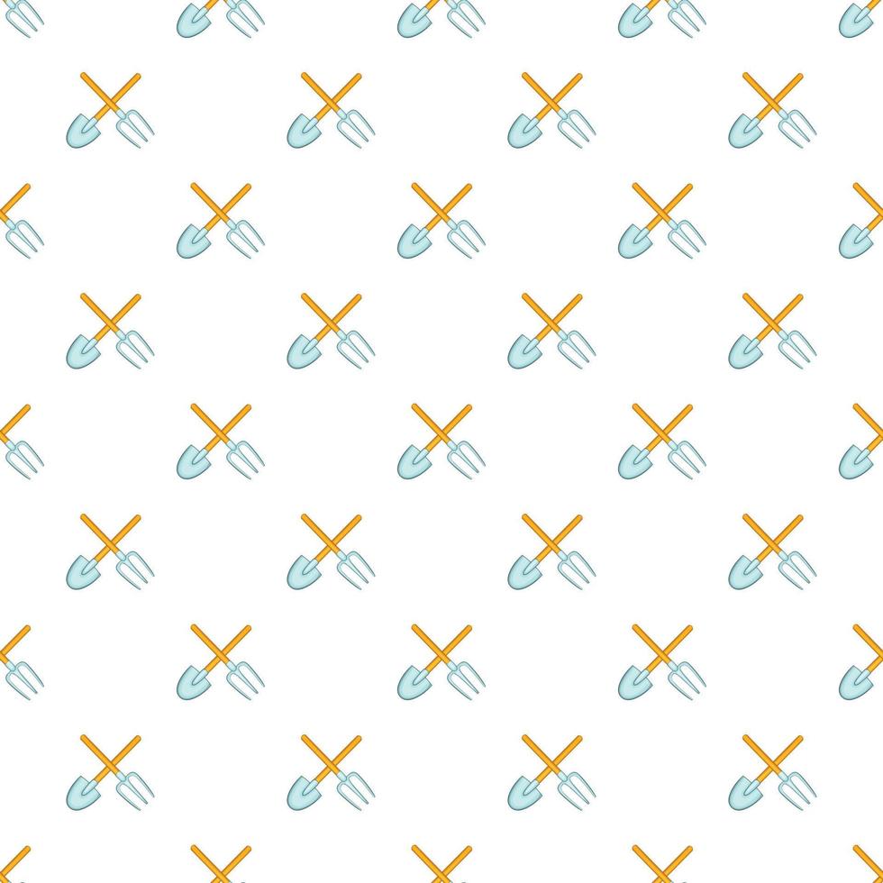 Shovel and fork pattern, cartoon style vector