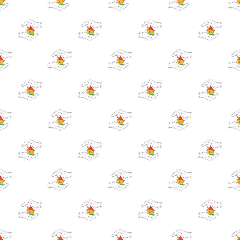House in hands pattern, cartoon style vector