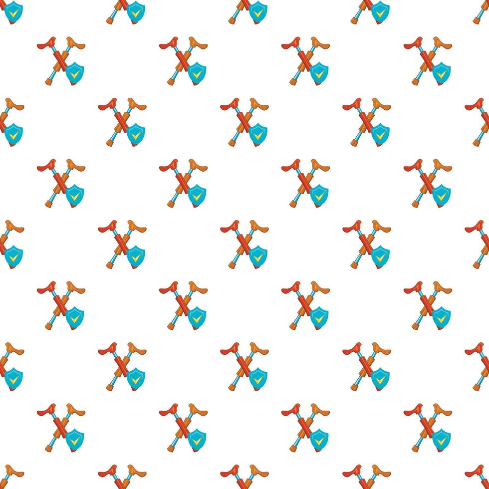 Crossed crutches and shield pattern, cartoon style vector