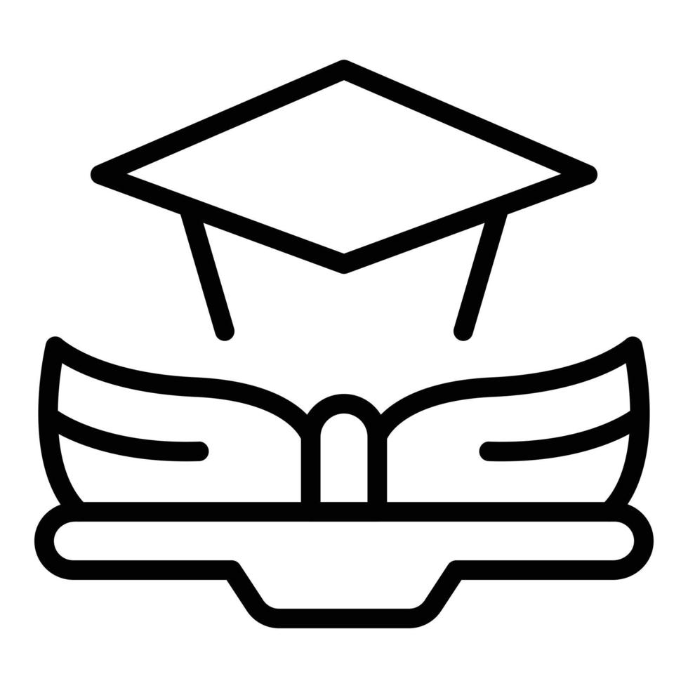 Online graduation icon outline vector. Help child vector