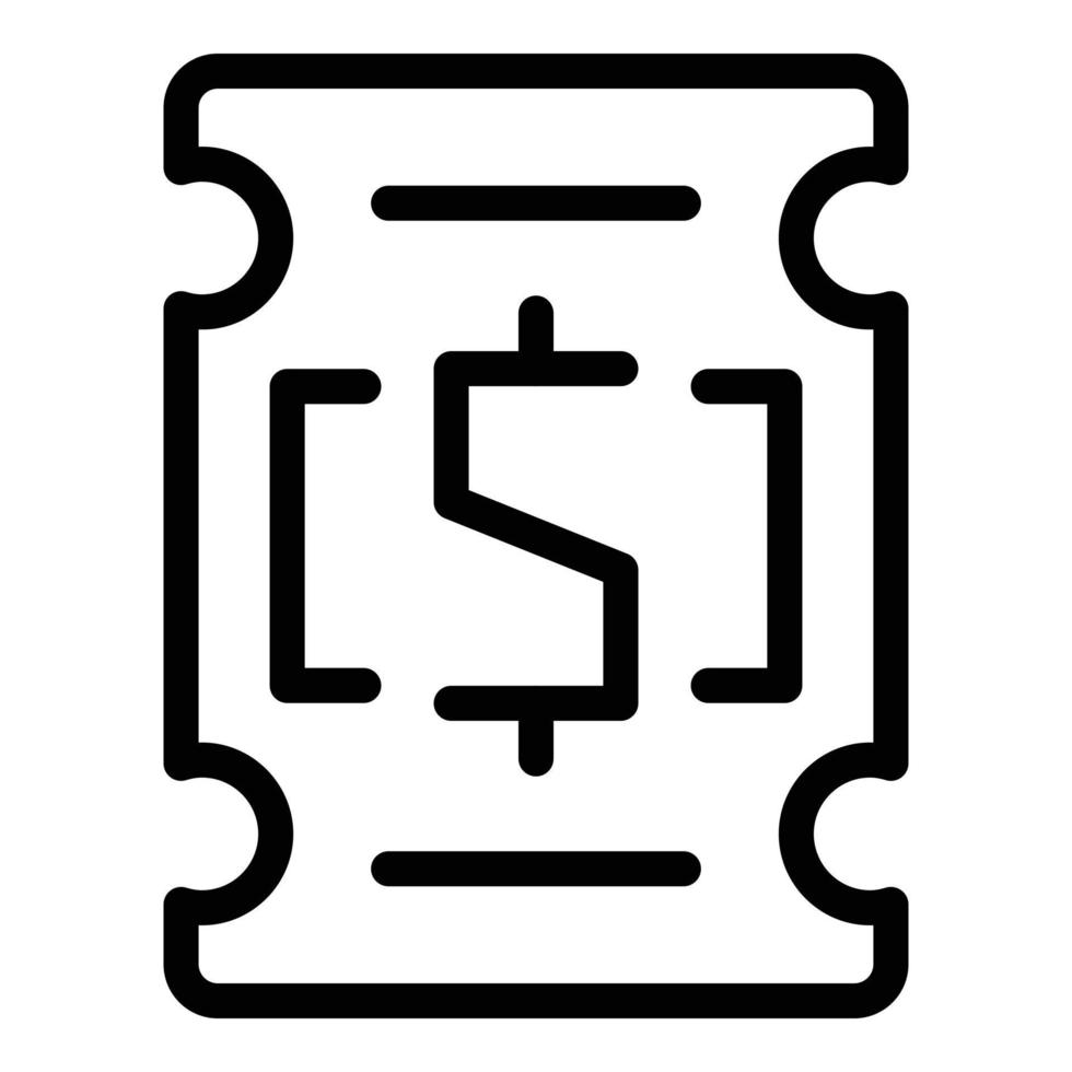 Dollar ticket icon outline vector. Draw lottery vector