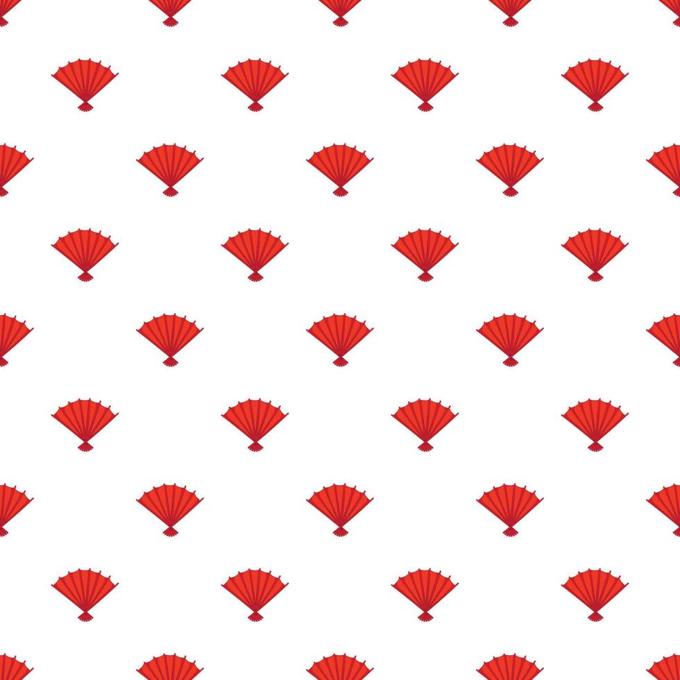 Red open hand fan pattern, cartoon style vector