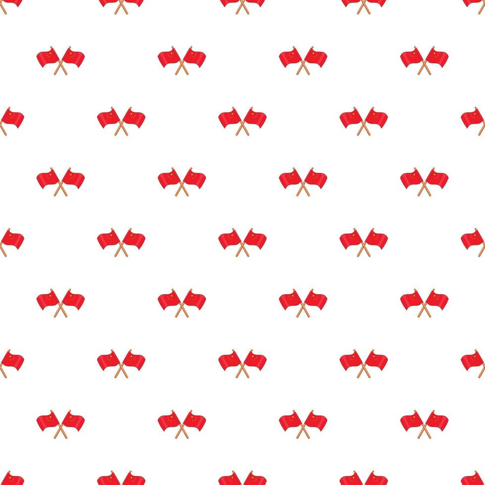 Crossed flags of China pattern, cartoon style vector