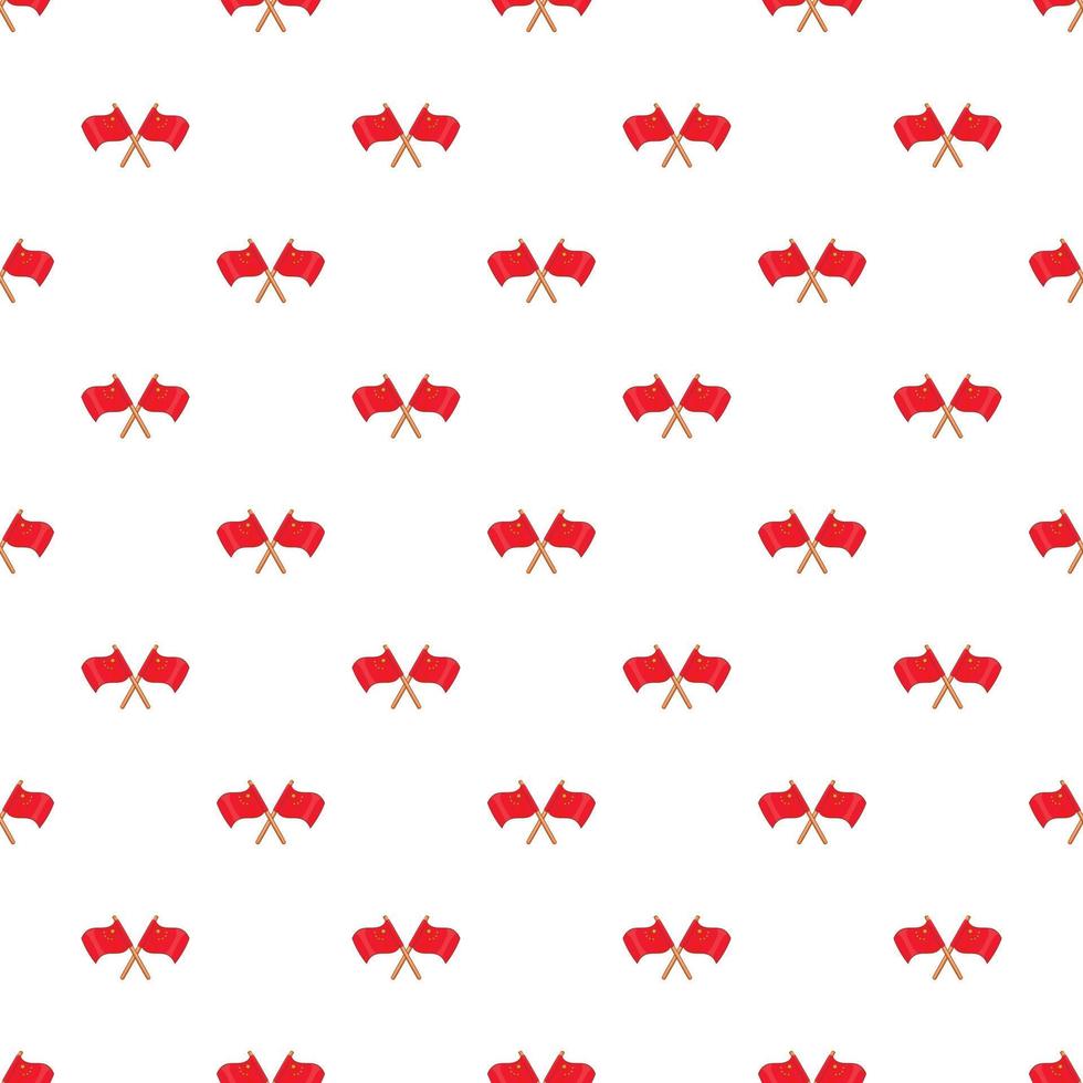 Crossed flags of China pattern, cartoon style vector