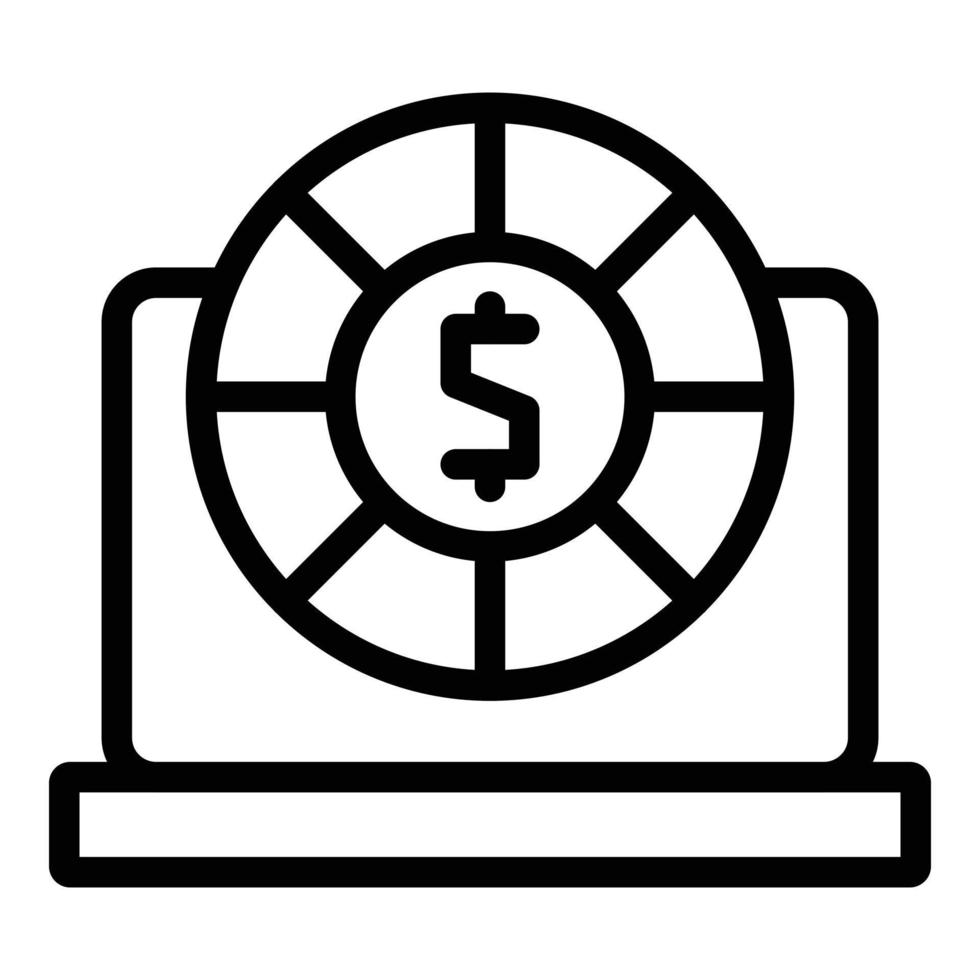 vector de contorno de icono de sorteo de computadora portátil. sorteo loteria