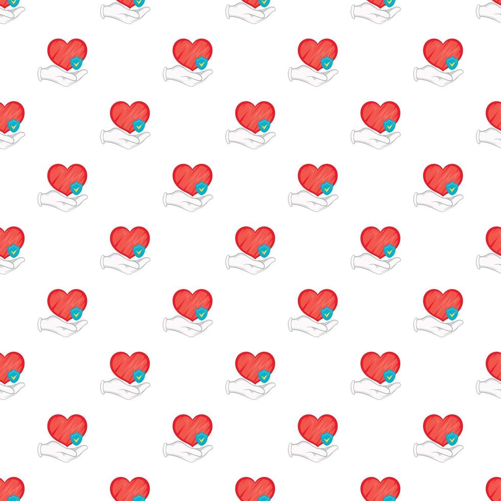 mano que sostiene el patrón de corazón rojo, estilo de dibujos animados vector