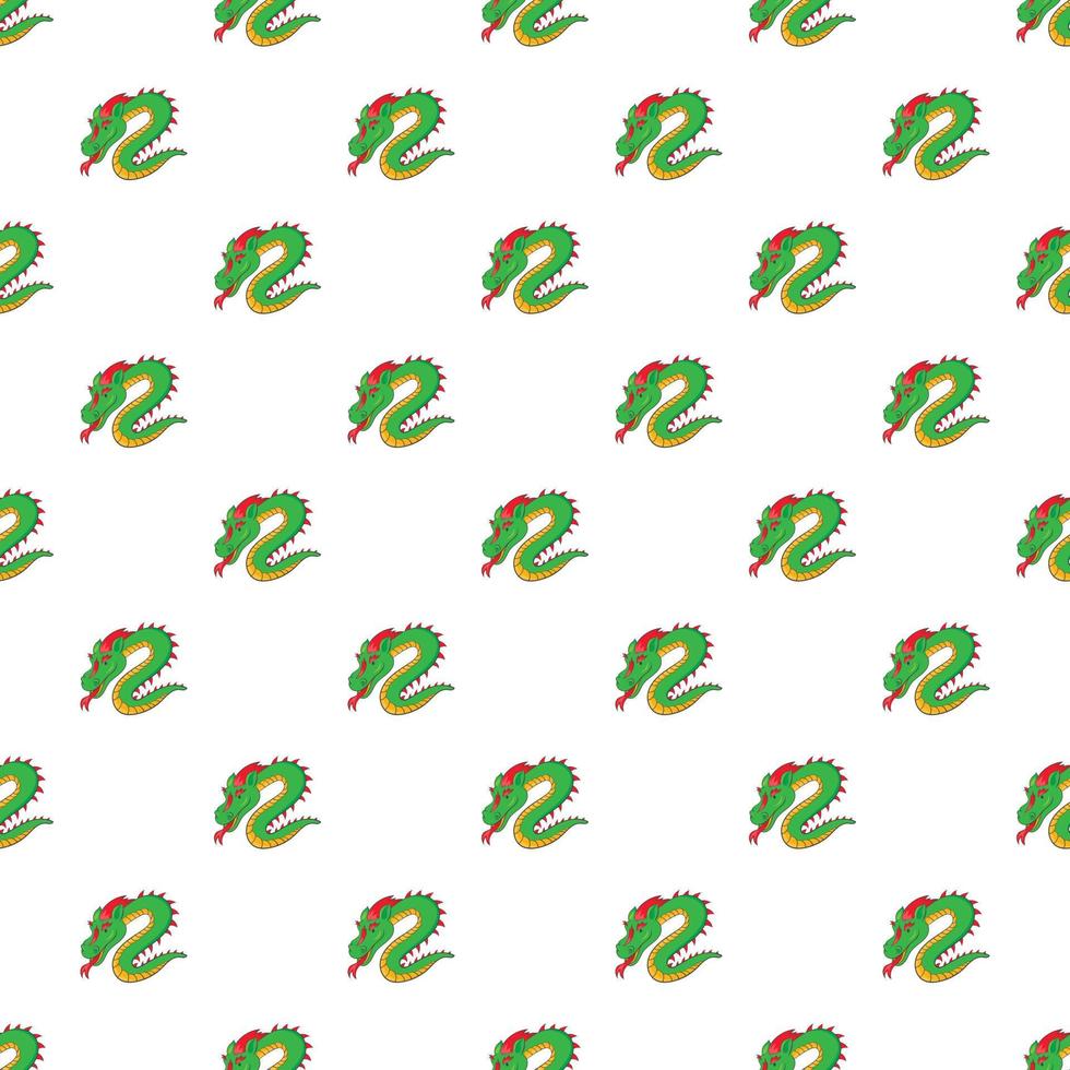 patrón de dragón chino verde, estilo de dibujos animados vector