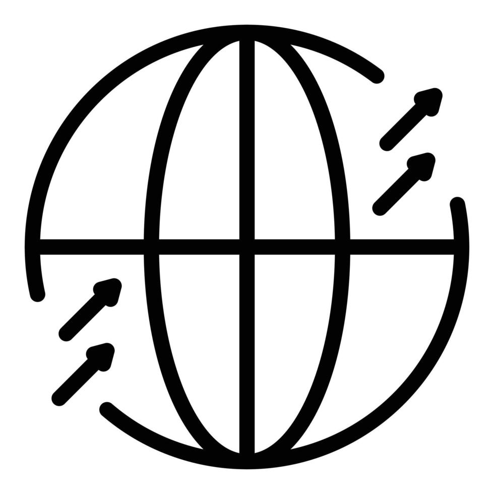 vector de contorno de icono de recorrido global. mundo alrededor