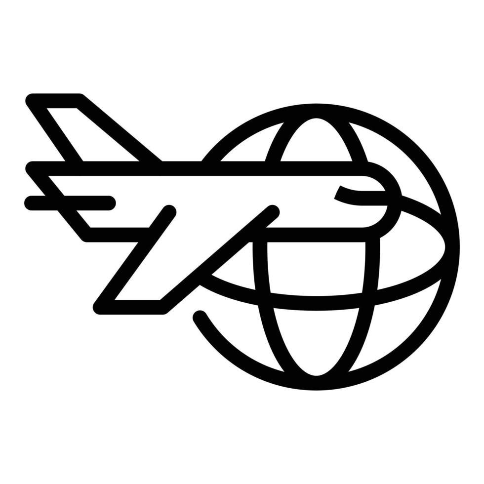 Plane travel icon outline vector. Earth tour vector