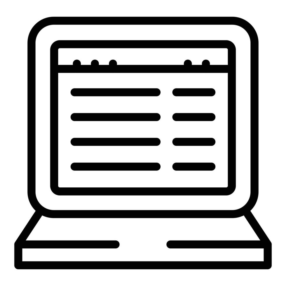 Laptop case study icon outline vector. Business success vector