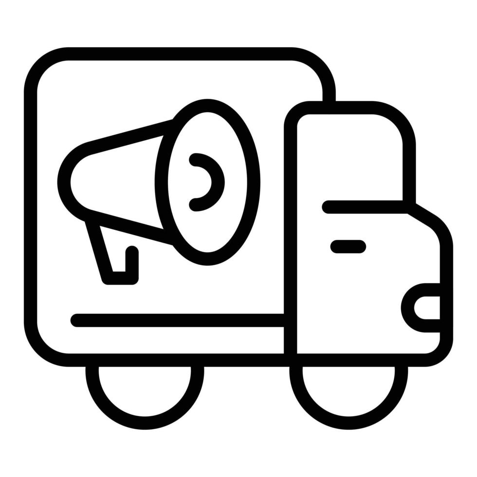Promotion truck icon outline vector. Online marketing vector